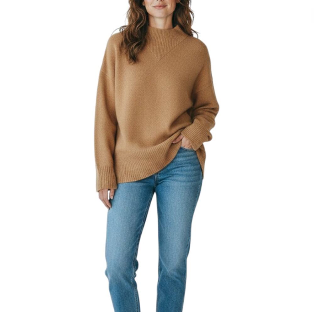 EVERLANE Mock Wool Yak Blend Sweater Sz M Tunic Cottage Gorpcore Oversize Cozy